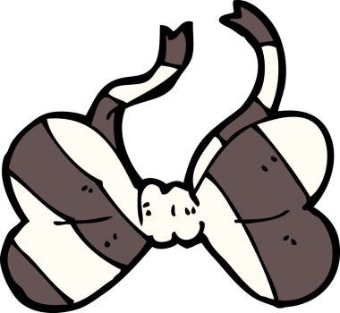 Bir insan tarafından çizilmiş çizgili papyon.