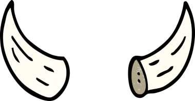 Bir insan tarafından çizilmiş karikatür boynuzları.