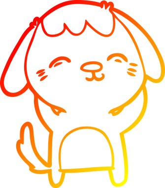 Bir insan tarafından çizilmiş mutlu çizgi film köpeğinin sıcak çizgi çizimi