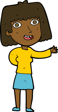 Çizgi film dostu bir kadın bir insan tarafından çiziliyor.