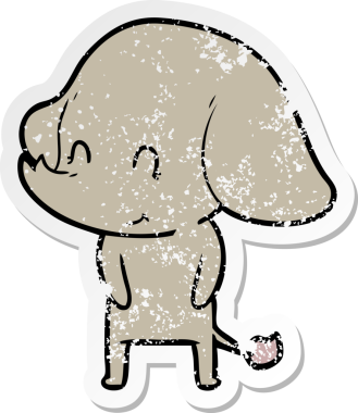 Bir insan tarafından çizilmiş şirin bir filin sıkıntılı çıkartması