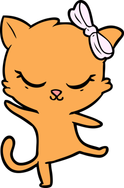 Bir insan tarafından çizilmiş sevimli çizgi film kedisi.