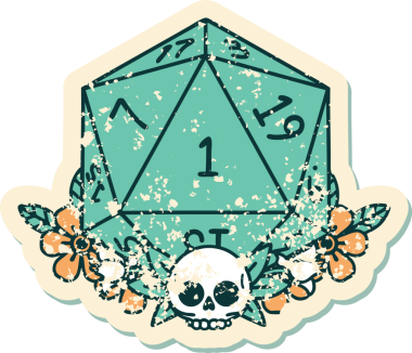 Doğal bir zarın grunge sticker 'ı bir insan tarafından çizilmiş çiçek elementleriyle yuvarlanıyor.