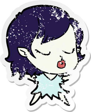 Bir insan tarafından çizilmiş şirin bir vampir kızın sıkıntılı çıkartması.