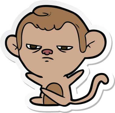 Bir insan tarafından çizilmiş çizgi film maymununun çıkartması.