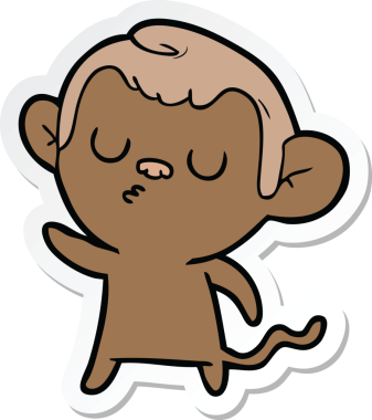 Bir insan tarafından çizilmiş çizgi film maymununun çıkartması.