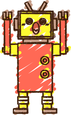 Bir insan tarafından çizilen Çılgın Robot Tebeşiri