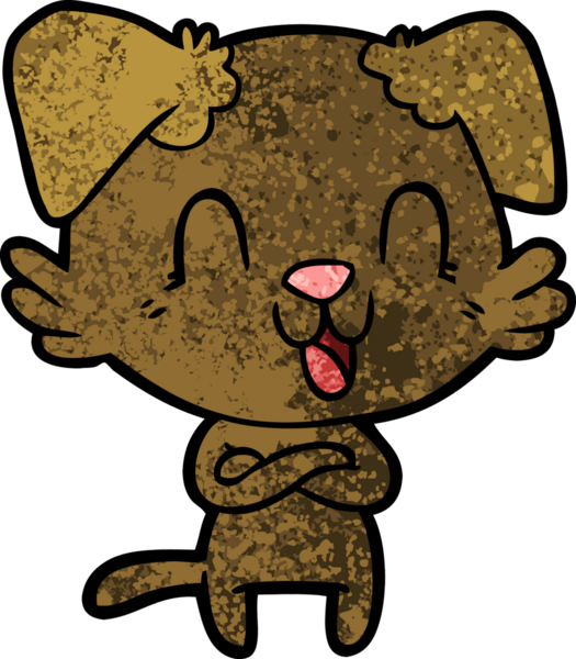 Bir insan tarafından çizilmiş gülen çizgi film köpeği.