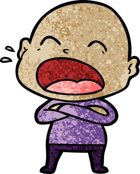 Bir insan tarafından çizilmiş kel adam diye bağıran çizgi film.