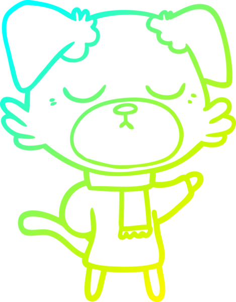 Bir insan tarafından çizilmiş şirin bir çizgi köpeğin soğuk gradyan çizgisi.