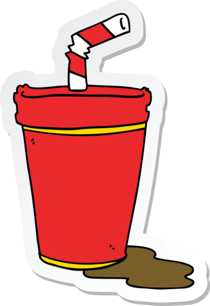 Bir insan tarafından çizilmiş karikatür soda bardağının çıkartması.