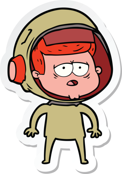 Bir insan tarafından çizilmiş yorgun bir astronotun çıkartması.