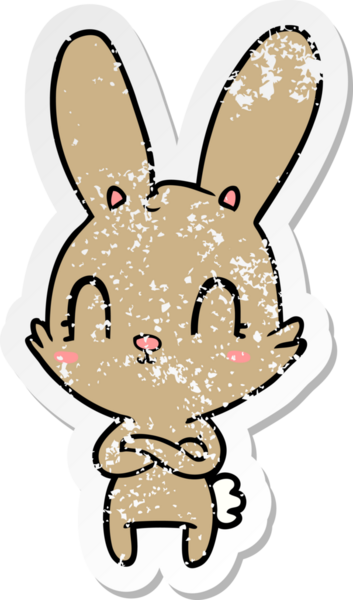 Bir insan tarafından çizilmiş şirin bir tavşanın sıkıntılı çıkartması.