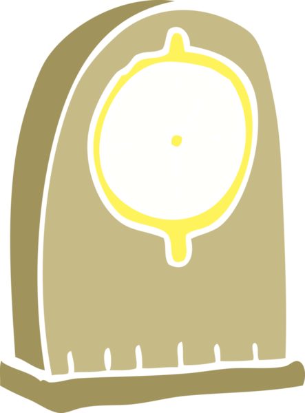 Bir insan tarafından çizilmiş eski saatin düz renk çizimi