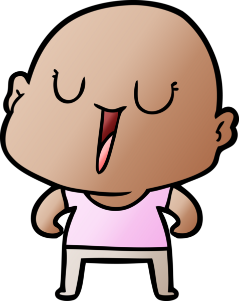 Bir insan tarafından çizilmiş mutlu, kel adam.