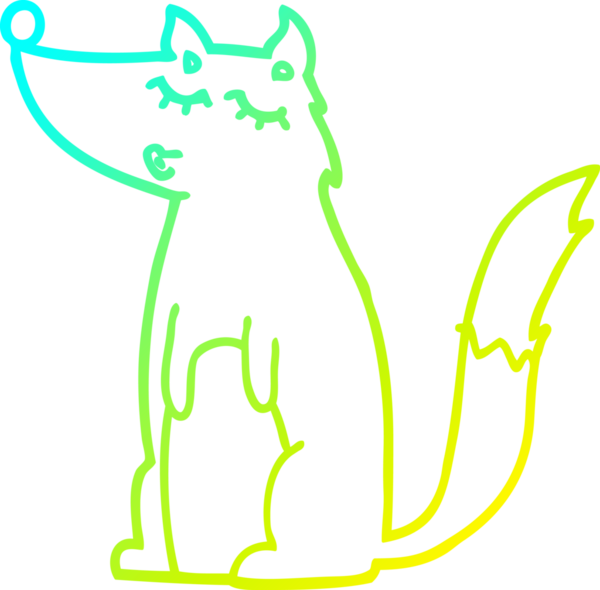 Bir insan tarafından çizilmiş bir kurdun soğuk çizgi çizimi.