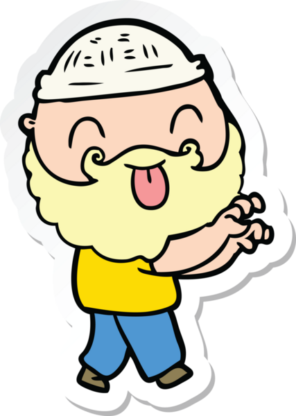 Bir insan tarafından çizilmiş sakallı bir adamın çıkartması.