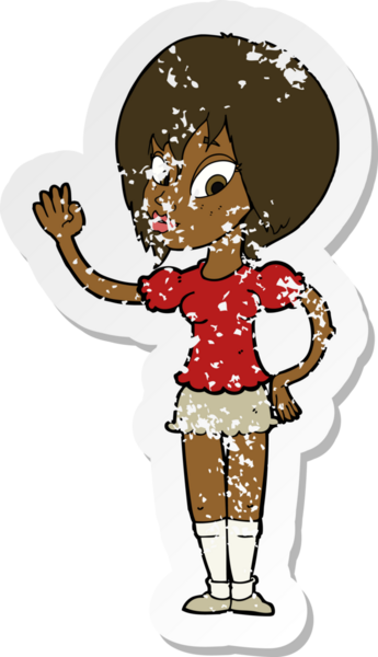 Bir insan tarafından çizilmiş, gerilmiş, karikatür yapıştırması. Güzel bir kadın.