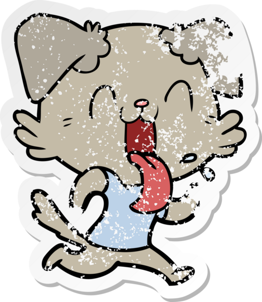 Bir insan tarafından çizilmiş, nefes nefese kalmış bir köpeğin sıkıntılı çıkartması.