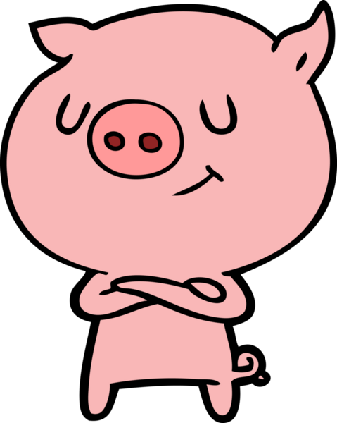 Bir insan tarafından çizilmiş mutlu çizgi film domuzu.