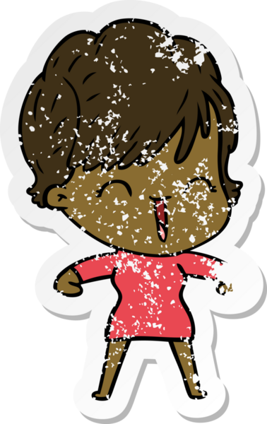 Bir insan tarafından çizilmiş, gülen bir karikatür çıkartması.