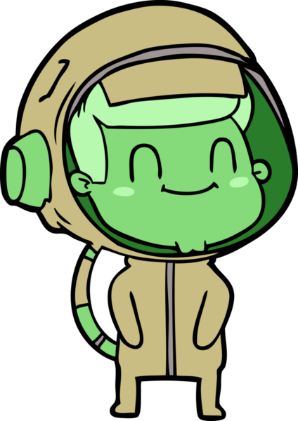 Bir insan tarafından çizilmiş mutlu astronot.