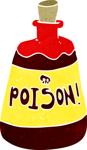 Bir insan tarafından çizilmiş bir zehir şişesi.