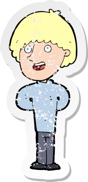 Bir insan tarafından çizilmiş mutlu bir adamın karikatür yapıştırması.