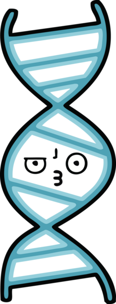 Bir insan tarafından çizilmiş DNA iplikçikli şirin bir çizgi film.