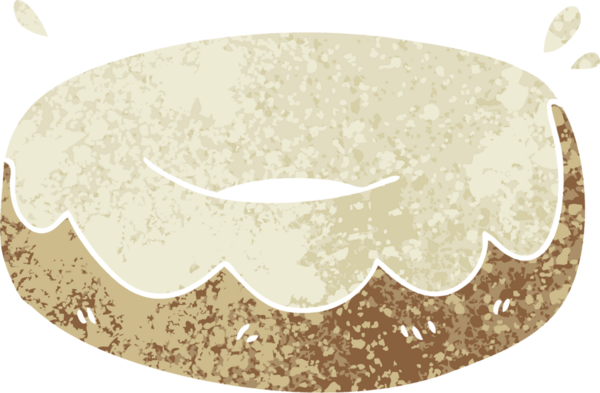 Bir insan tarafından çizilmiş retro illüstrasyon tarzı tuhaf karikatür buzlu çörek.