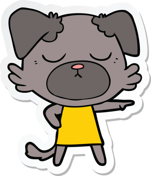 Bir insan tarafından çizilmiş şirin bir köpeğin çıkartması.