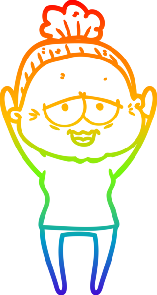 Gökkuşağı gradyan çizgi çizimi Bir insan tarafından çizilmiş mutlu yaşlı kadın