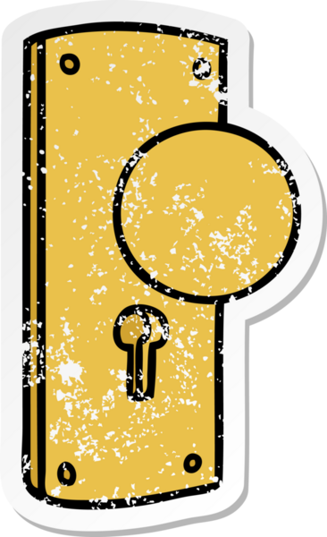 Bir insan tarafından çizilmiş bir kapı kolunun çizilmiş karikatür yapıştırması.