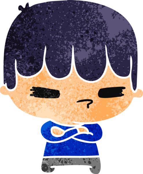 Bir kawaii 'nin insan tarafından çizilmiş eski çizgi film çizimi.