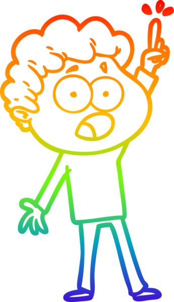 Gökkuşağı gradyan çizgi çizimi Bir insan tarafından çizilmiş şaşırarak nefes nefese bir çizgi film adamı