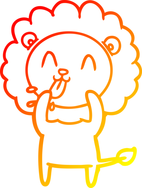 Bir insan tarafından çizilmiş mutlu çizgi film aslanının sıcak çizgi çizimi