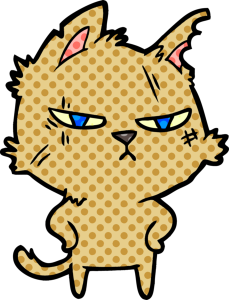 Bir insan tarafından çizilmiş sert çizgi film kedisi.