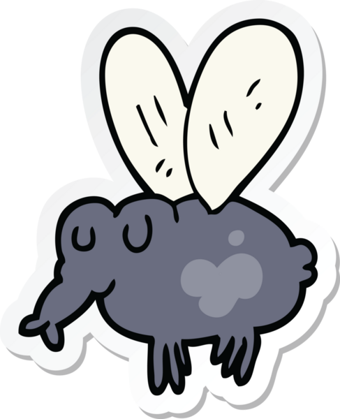 Bir insan tarafından çizilmiş bir sineğin çıkartması.