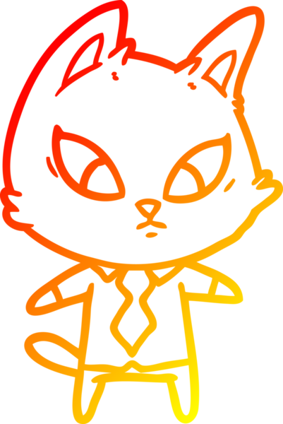 Bir insan tarafından çizilmiş kafası karışmış bir iş kedisinin sıcak çizgi çizimi