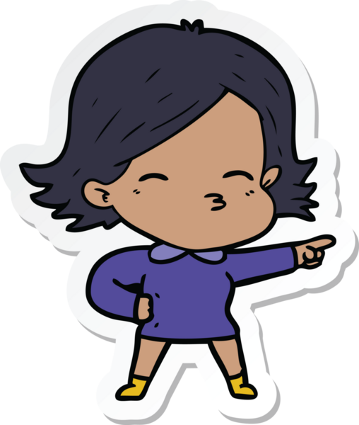 Bir insan tarafından çizilmiş bir karikatür kadının çıkartması.