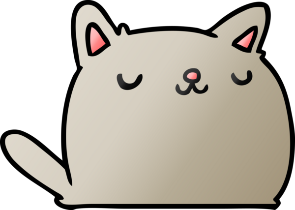 Bir insan tarafından çizilmiş sevimli kawaii kedisinin gradyan çizimi