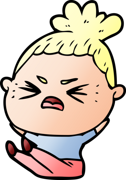 Bir insan tarafından çizilmiş kızgın bir kadın.