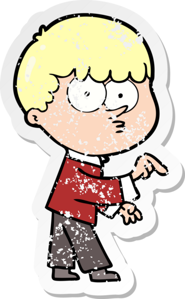 Bir insan tarafından çizilmiş, sıkıntılı bir çizgi film çıkartması.