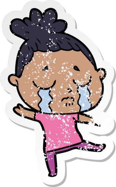 Bir insan tarafından çizilmiş, ağlayan bir karikatür çıkartması.