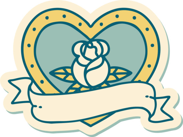 Bir insan tarafından çizilmiş, geleneksel kalp şeklinde dövme çıkartması.