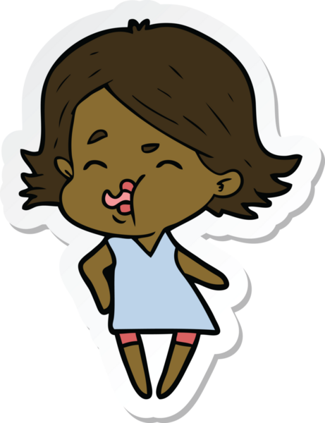 Bir insan tarafından çizilmiş bir karikatür kızının çıkartması.