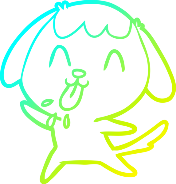 Bir insan tarafından çizilmiş şirin bir çizgi köpeğin soğuk gradyan çizgisi.