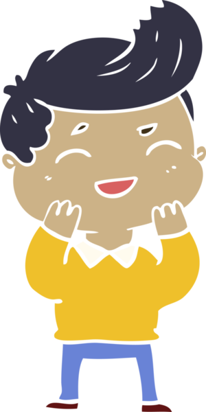 Bir insan tarafından çizilmiş düz renkli çizgi film adamı.