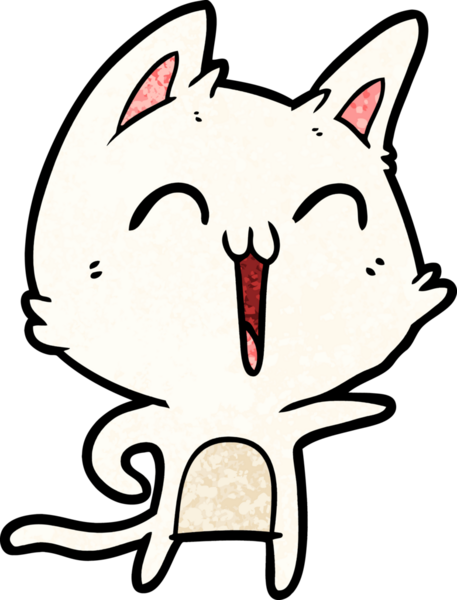 Bir insan tarafından çizilmiş mutlu çizgi film kedisi.