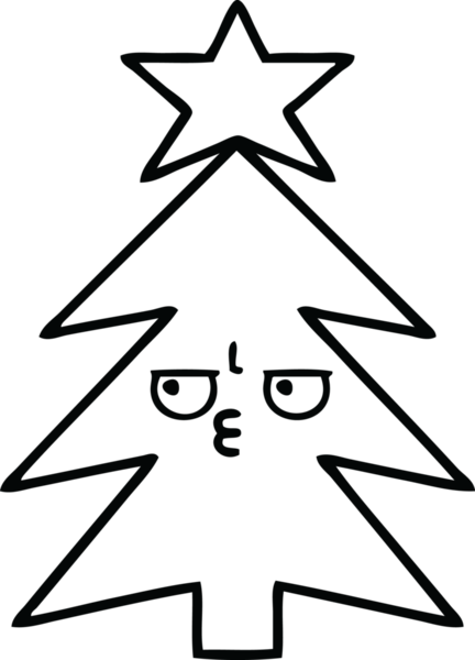 Bir insan tarafından çizilmiş bir noel ağacının çizgi çizimi